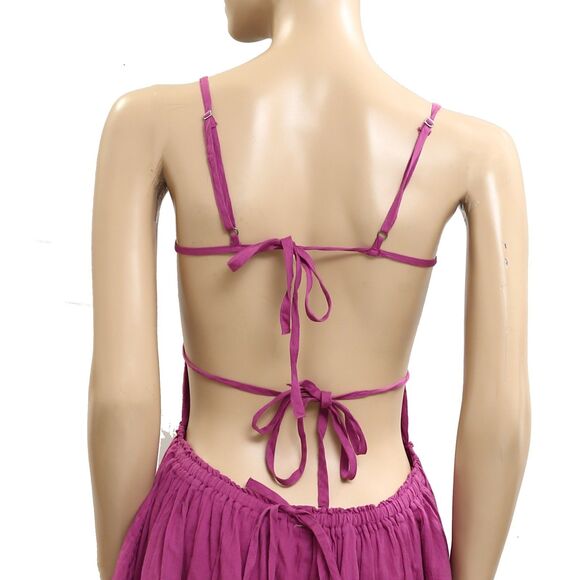 Free People Free -est Taking Sides Mini Dress Open Back Tiered Ruffle M 283483 - Picture 8 of 9